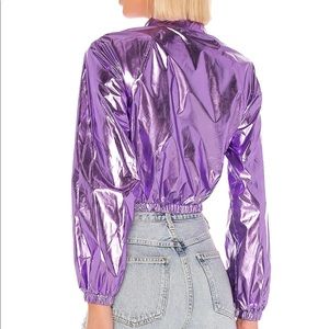 Superdown Purple Metallic Cropped Jacket Sm